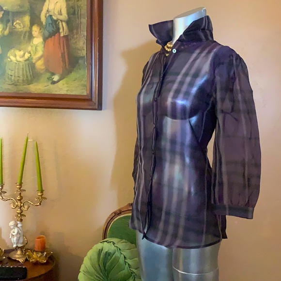 *Authentic* Burberry London Sheer Silk Blouse.  Sz 8 - Picture 1 of 6